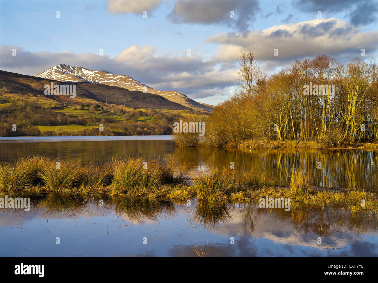 Evening light on Loch Tay and the Ben Lawers range, Scottish Highlands, UK Stock Photo