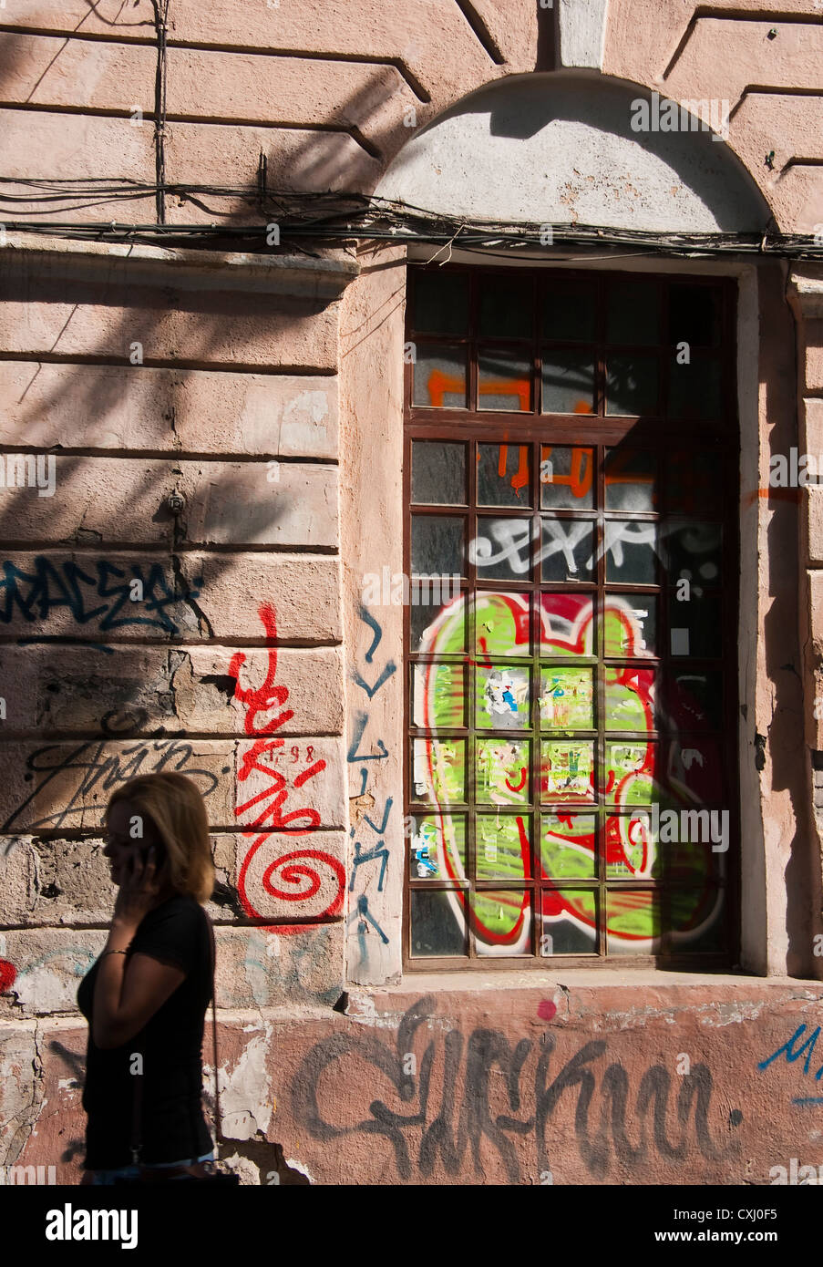 Grafitti on walls in Odessa is plentiful. Stock Photo