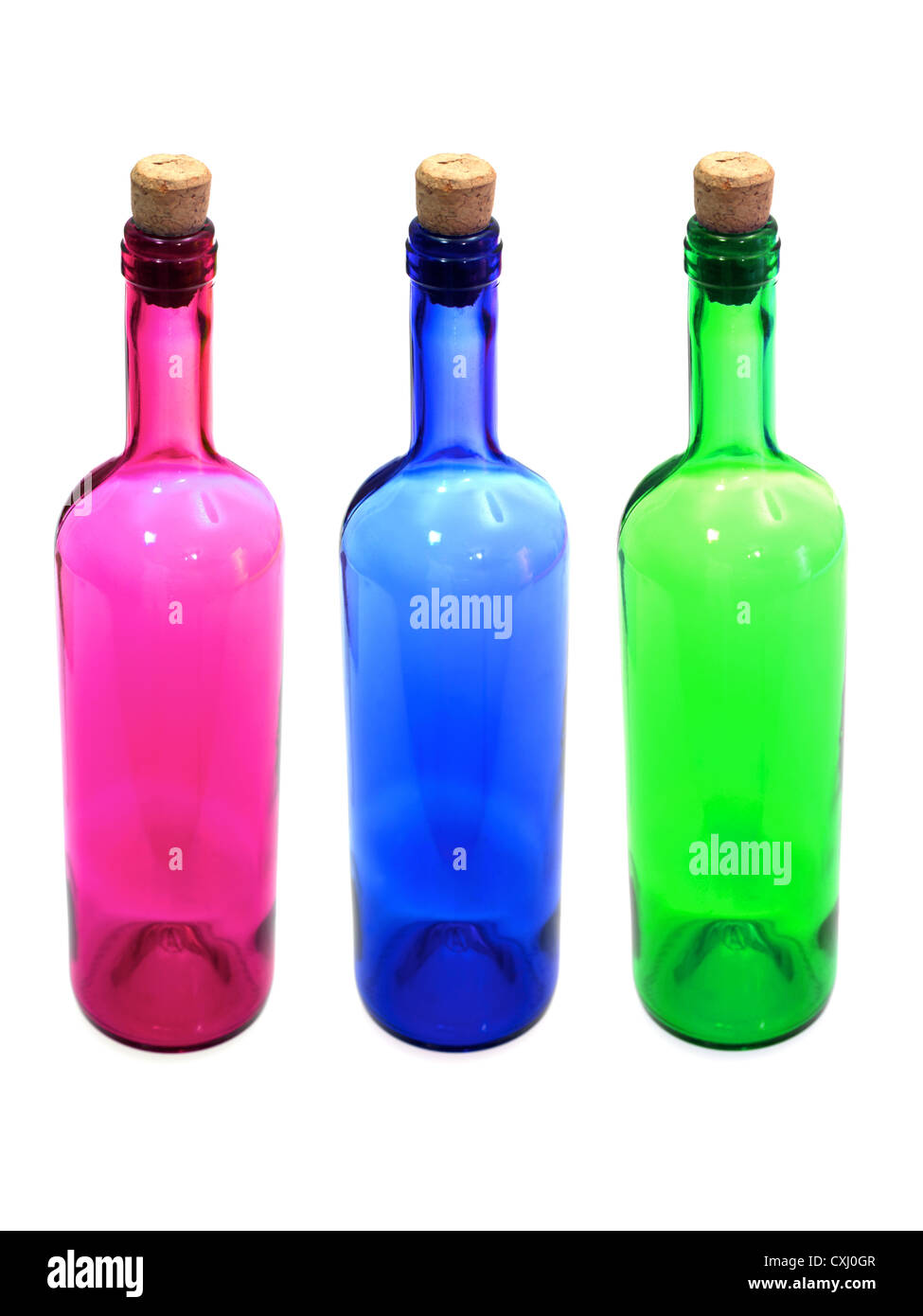 Glass bottles isolated against a white background Stock Photo - Alamy