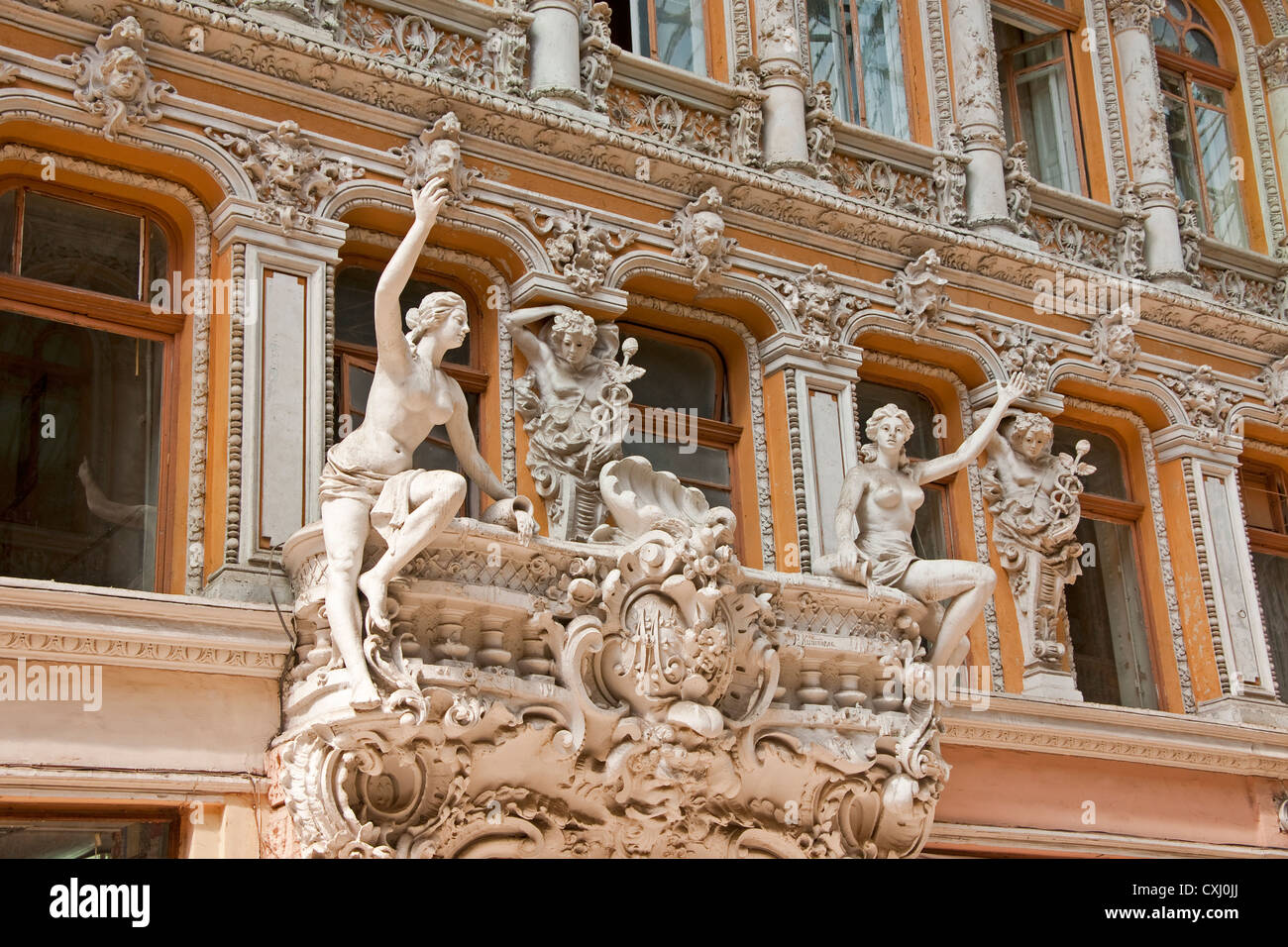 Detail of Odessa Passage shopping arcade in Baroque style. Stock Photo