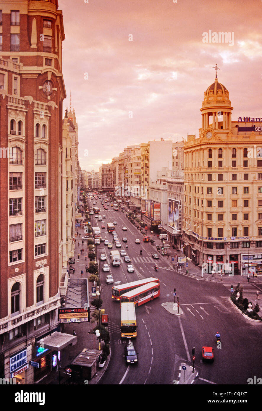 Gran Via Madrid Spain vista de la gran via madrid españa Stock Photo