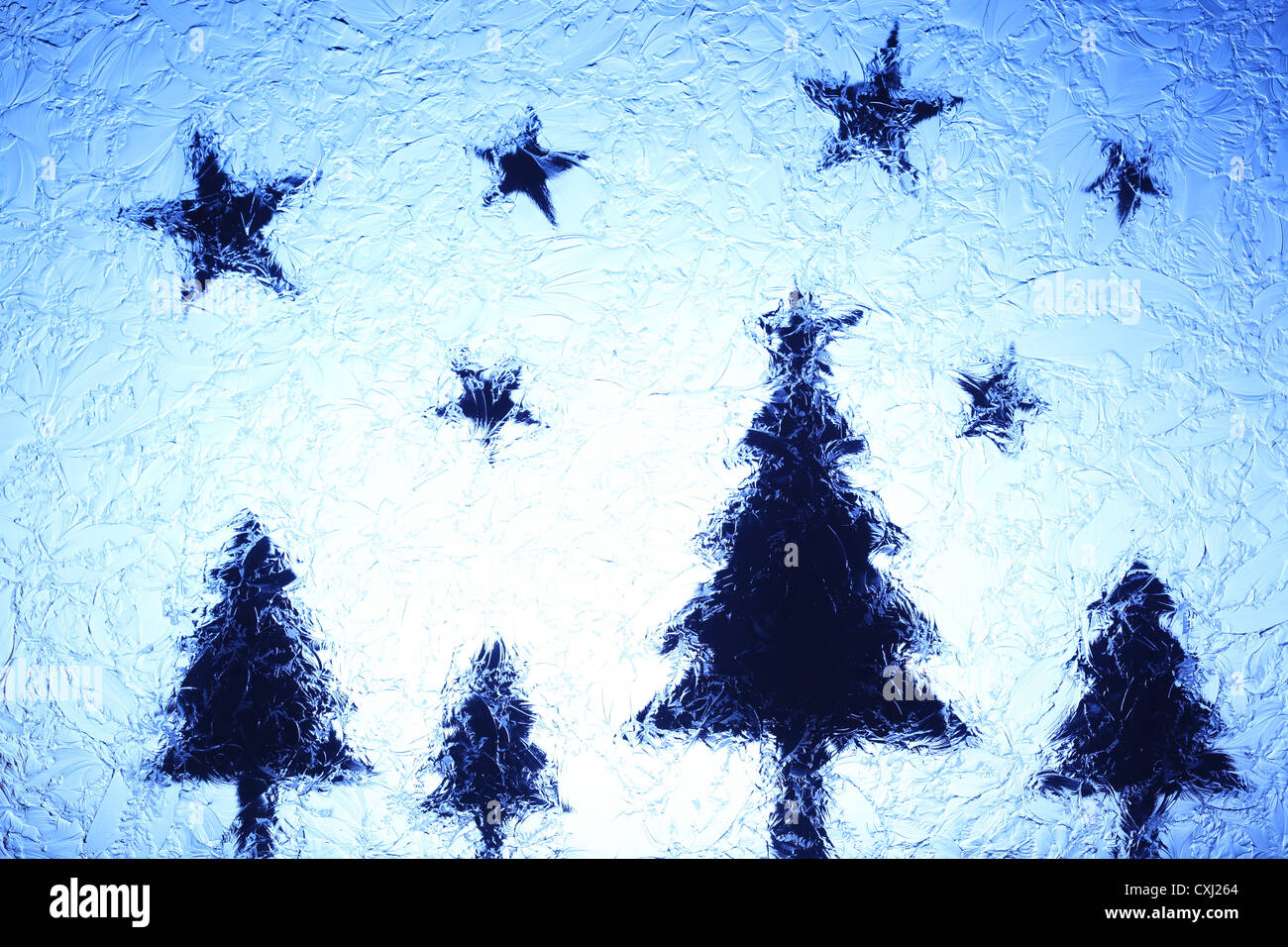Christmas trees and stars Stock Photo