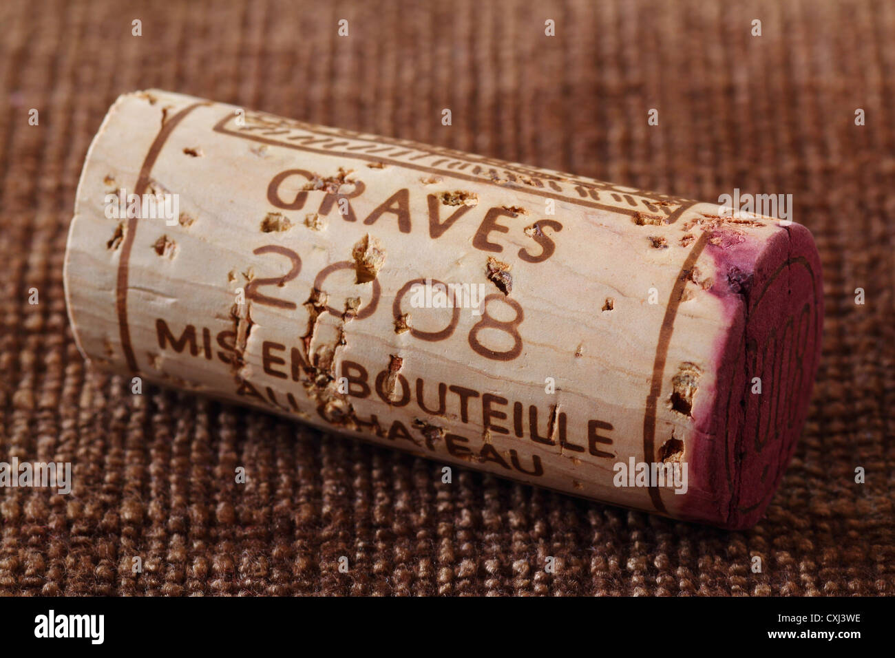 Apellation Graves 2008 Bordeaux wine cork stopper Stock Photo