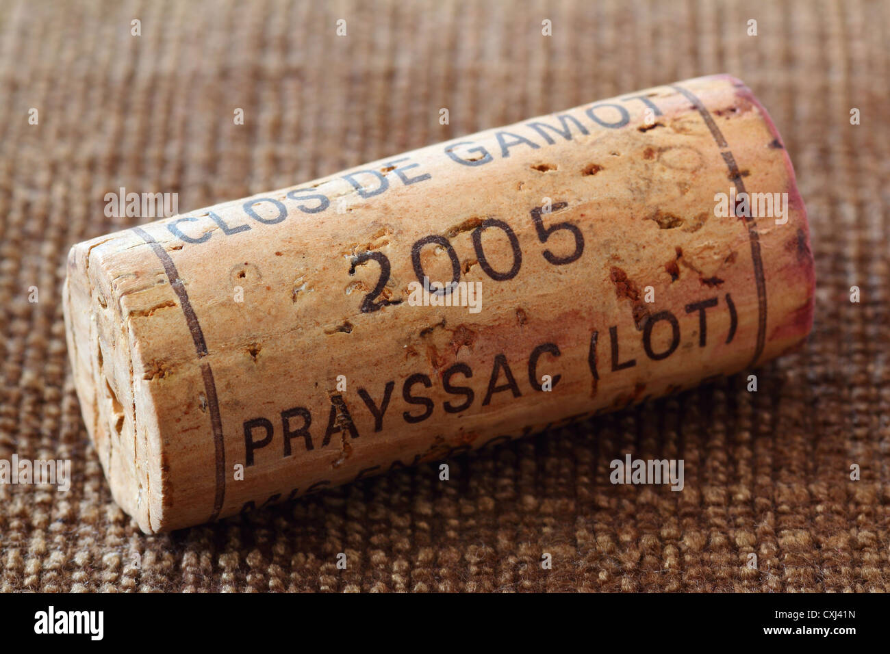 Cahors Clos de Gamot Prayssac Lot 2005 wine cork stopper Stock Photo