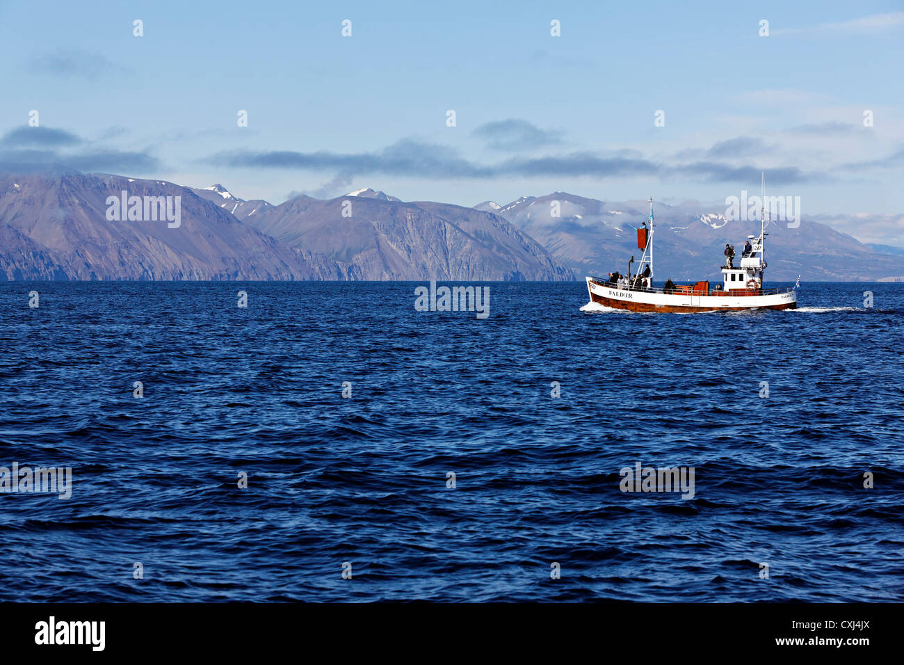 Whale watching boat, Húsavik Iceland Stock Photo - Alamy