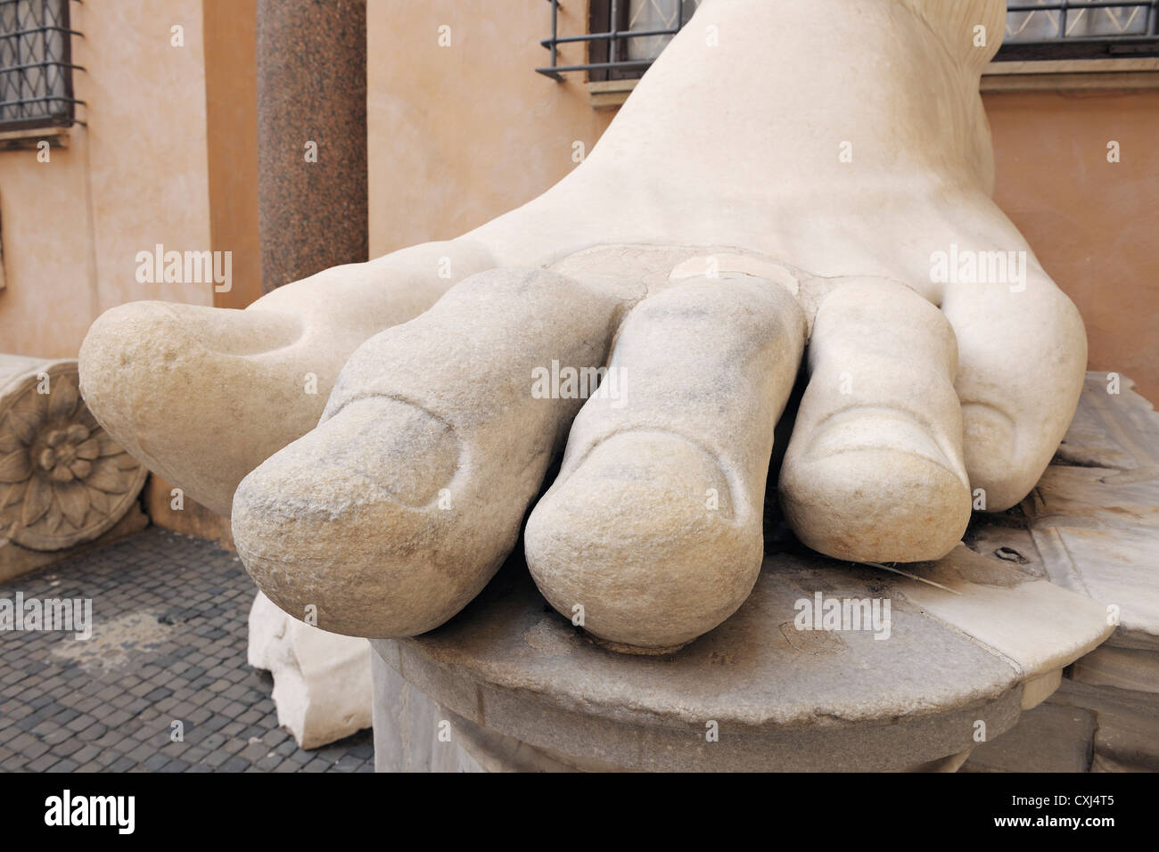 Europe, Italy, Rome, Close Up of Constantine statue foot at Capitoline ...