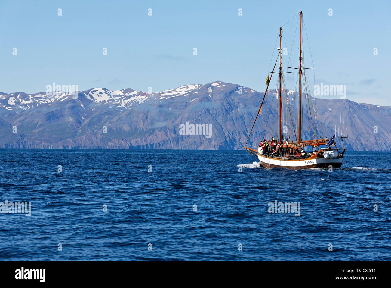 Whale watching boat, Húsavik Iceland Stock Photo - Alamy