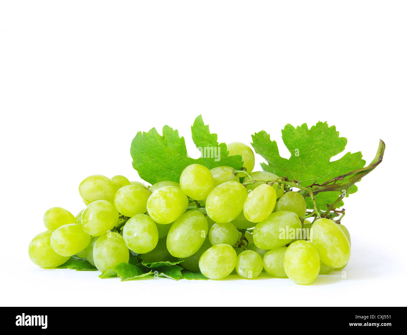 grape with green leaves isolated on white background Stock Photo - Alamy