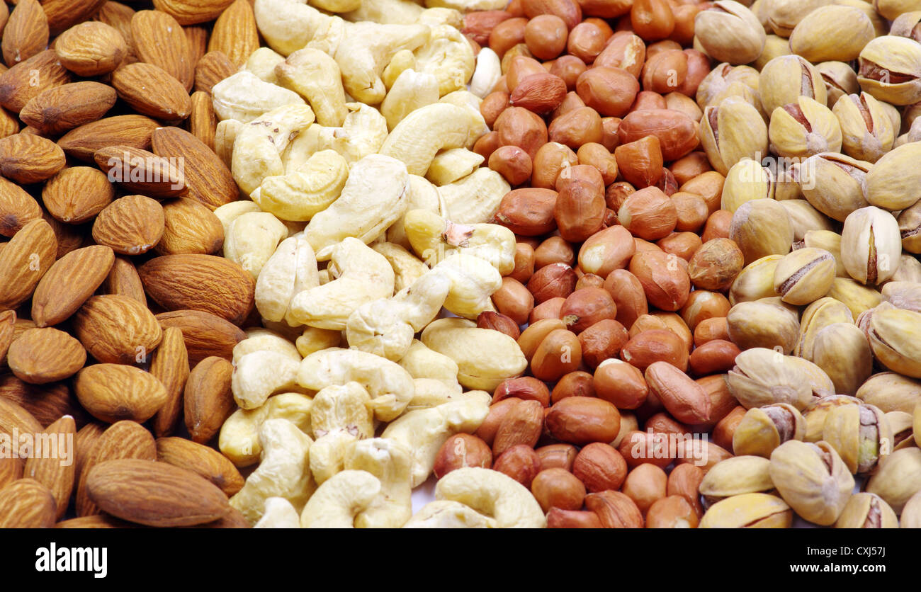 Assorted nuts as a background Stock Photo