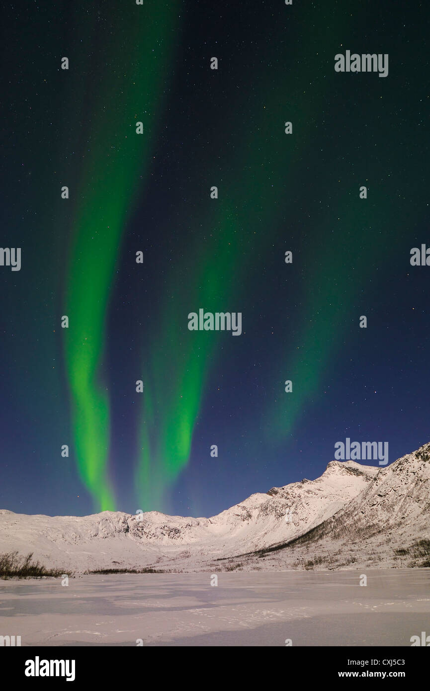 Norway, Troms, View of Aurora Borealis near Tromso Stock Photo - Alamy
