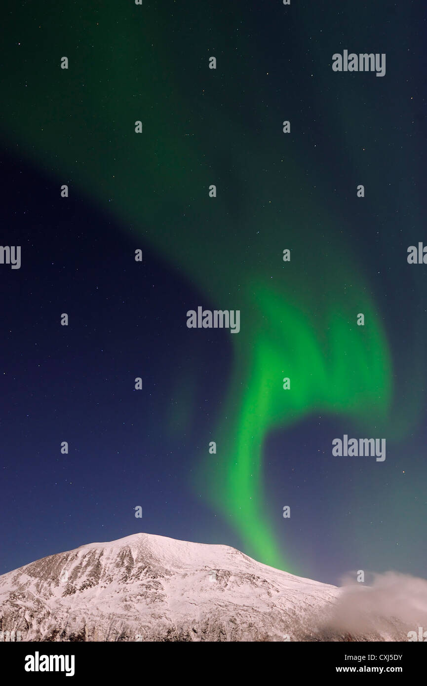 Norway, Troms, View of Aurora Borealis near Tromso Stock Photo - Alamy
