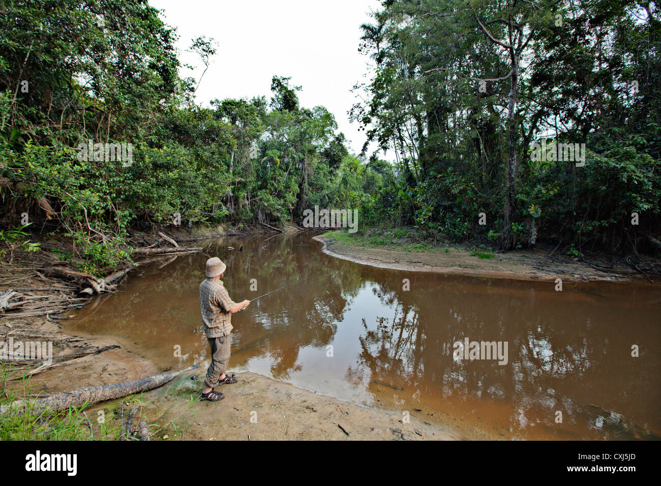 Angler in Pacaya-Samiria National Park. Amazon, Peru. Stock Photo
