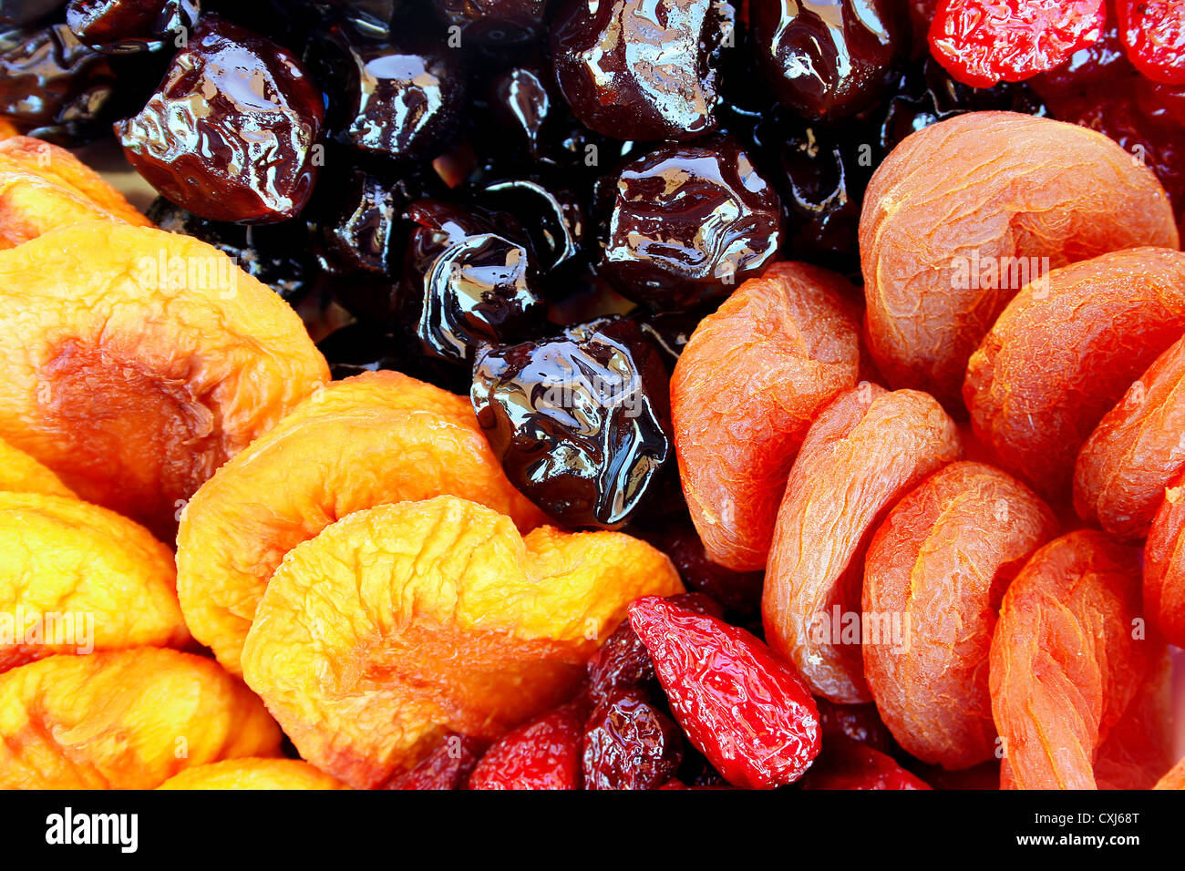 Dried fruits close up picture. Stock Photo
