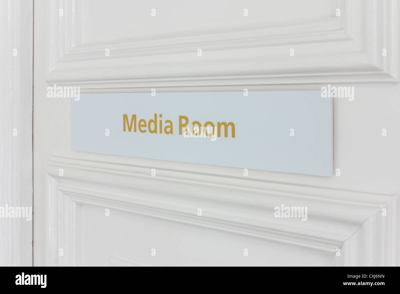 media room sign Stock Photo Alamy