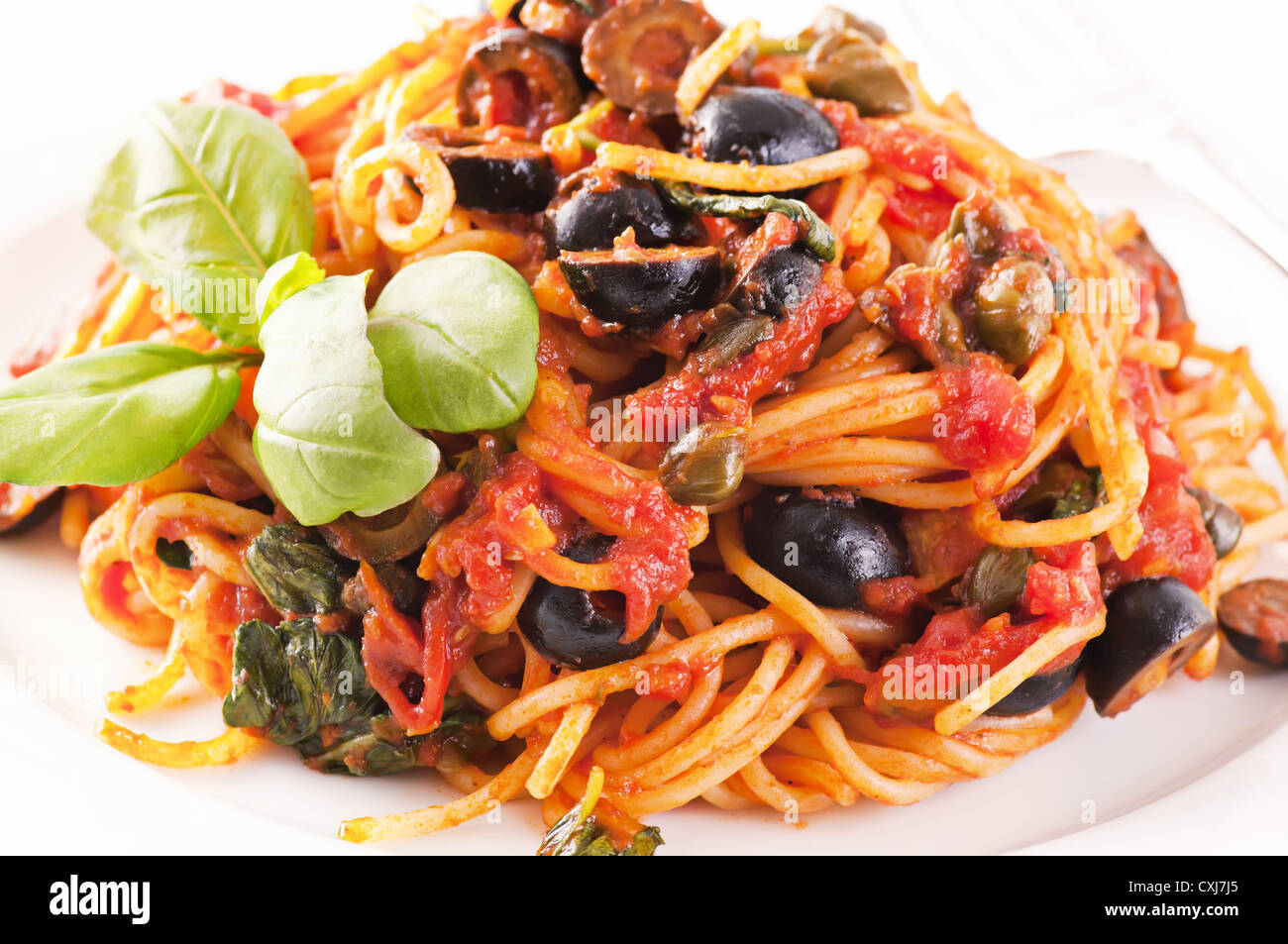 Spaghetti Alla Puttanesca Stock Photo