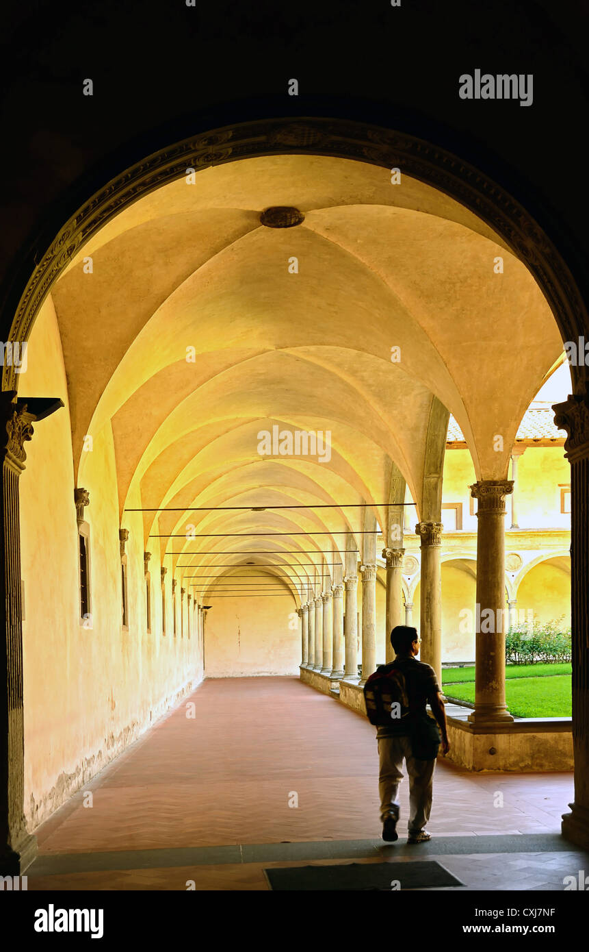 Cloisters at the Basilica di Santa Croce in Florence, Italy Stock Photo