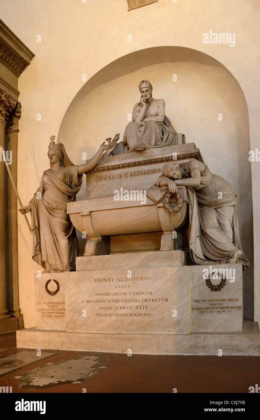 Memorial to Dante Aligheri at the Basilica di Santa Croce in Florence, Italy Stock Photo