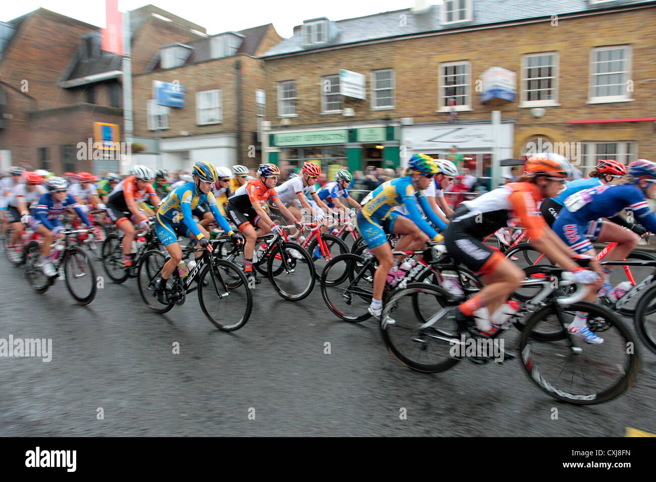 2012 London Olympics women's cycling road race passing through Surrey Stock Photo
