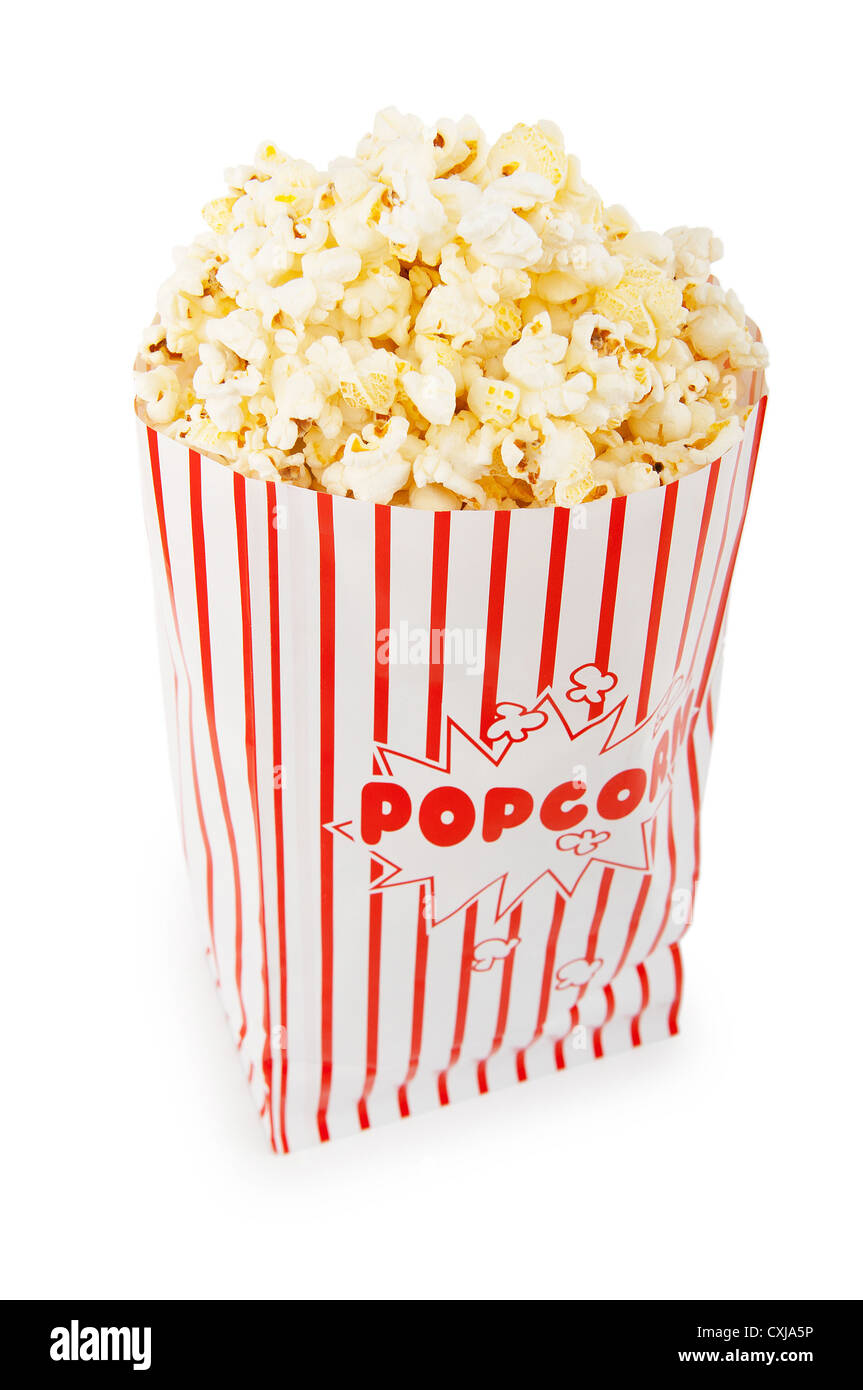 Popcorn bag isolated on the white background Stock Photo - Alamy