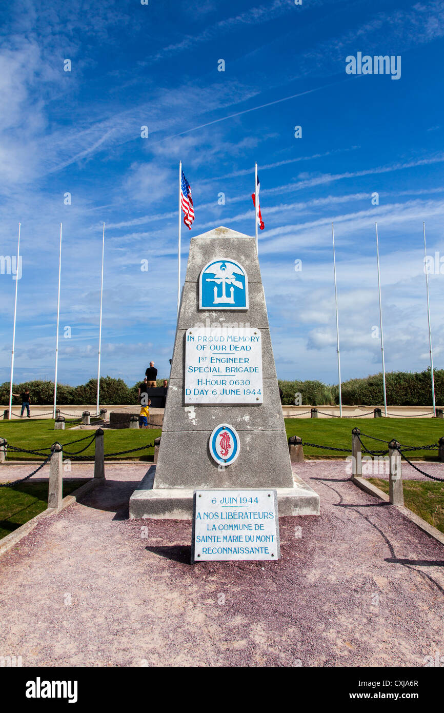 1st Engineer Special brigade D-Day Monument, Utah Beach, Sainte-Marie-du-Mont, Normandy, France Stock Photo