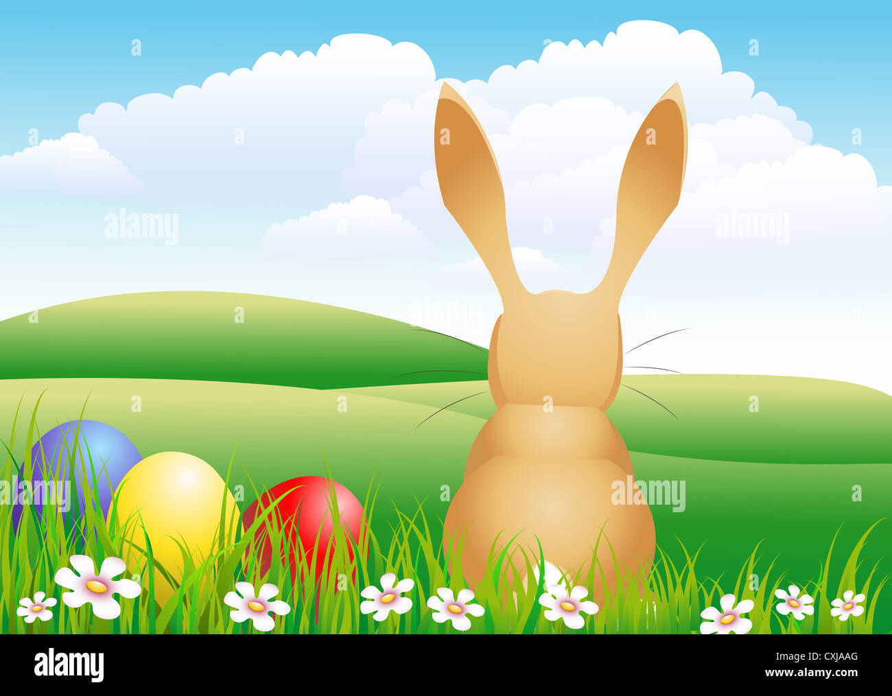 Rabbit with some eggs on a meadow Stock Photo - Alamy
