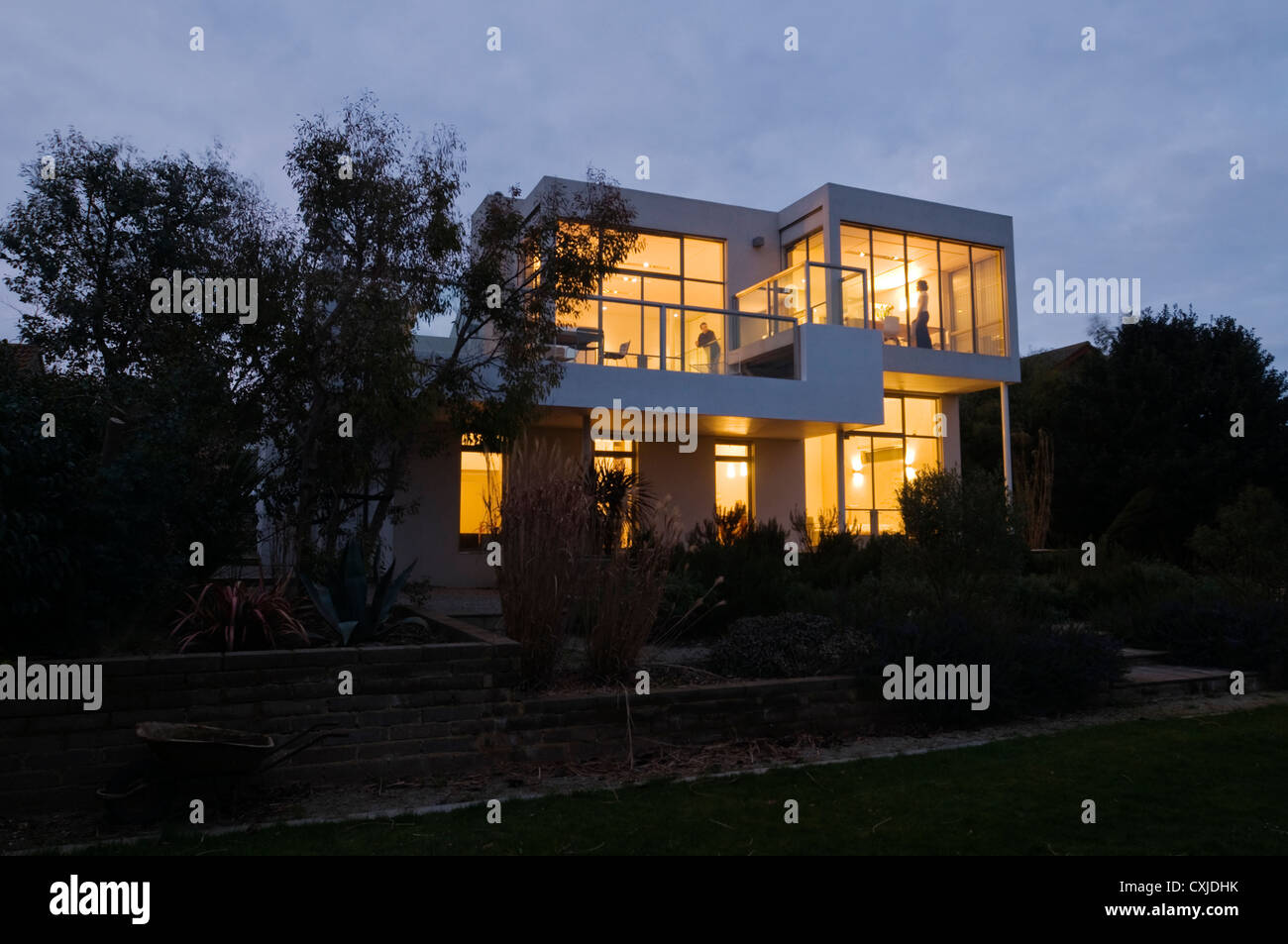 colour image exterior building facade outside outdoors architecture Kent England English modern tree nature garden grass Stock Photo