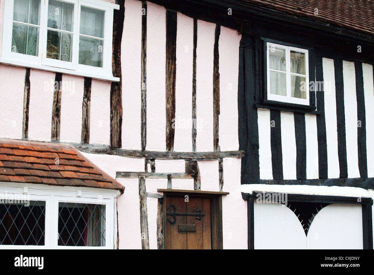 Old Timber Frame Houses at Long Melford Suffolk England Stock Photo