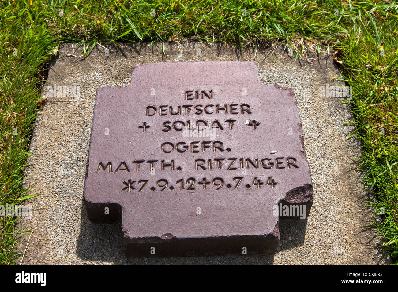 German soldier grave at the German war cemetery at La Cambe, Normandy ...
