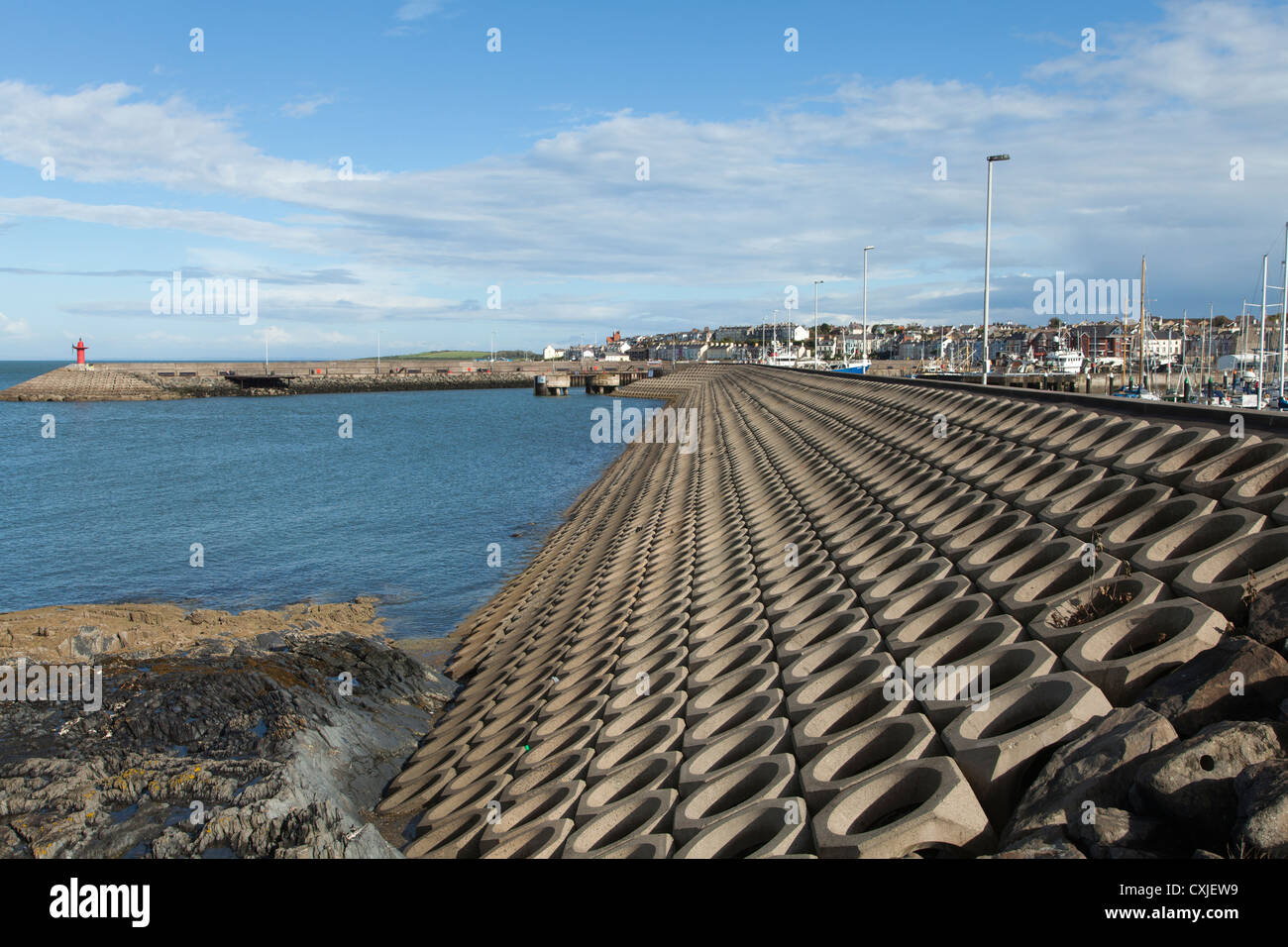 Concrete sea defense, Bangor, Co. Down, Northern Ireland Stock Photo