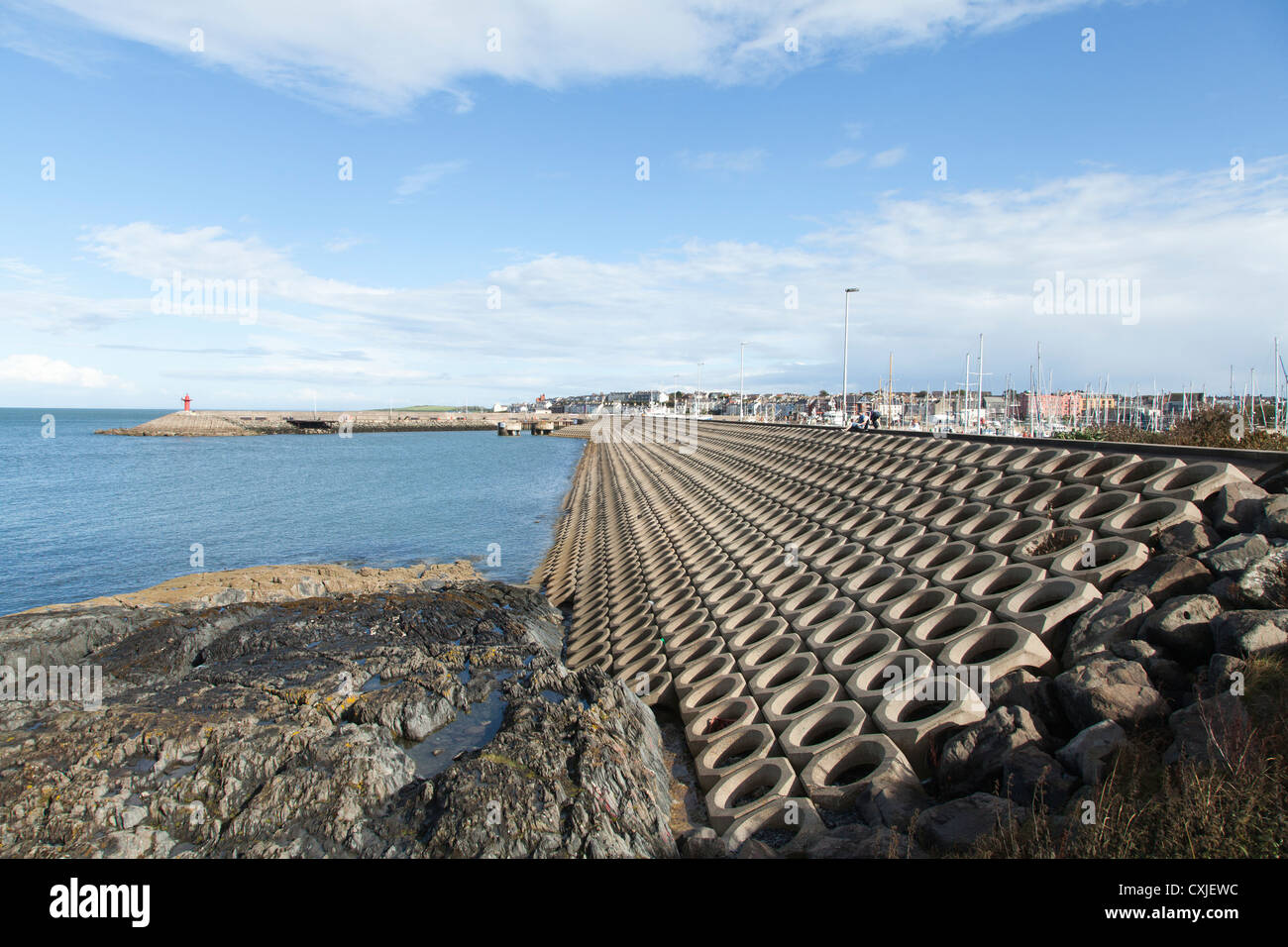 Concrete sea defense, Bangor, Co. Down, Northern Ireland Stock Photo
