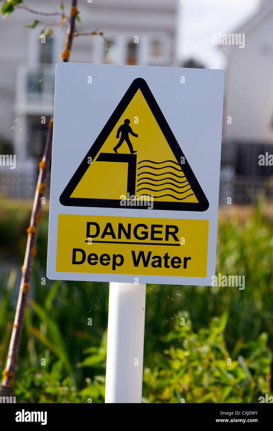 Danger deep water sign in Rye, East Sussex, UK Stock Photo