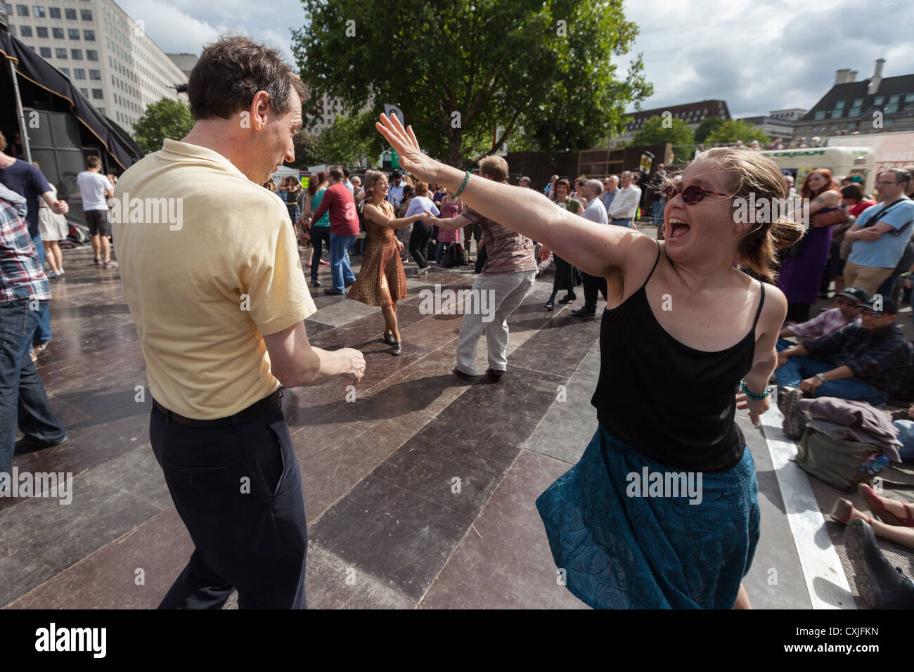 Londoners enjoying dancing during Thames Festival Stock Photo