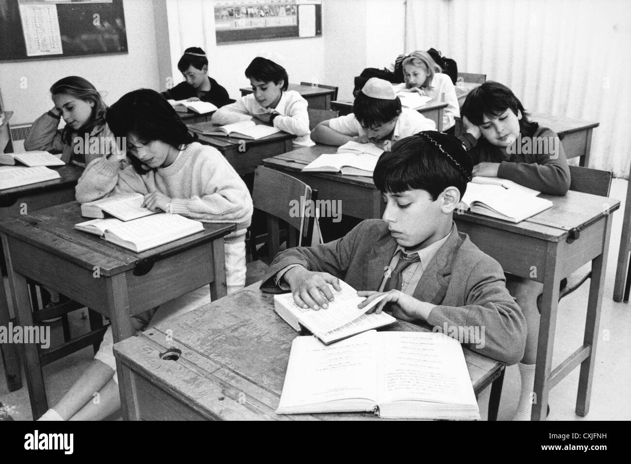 Jewish children in Hebrew class 1980s Cardiff South Wales UK Stock Photo