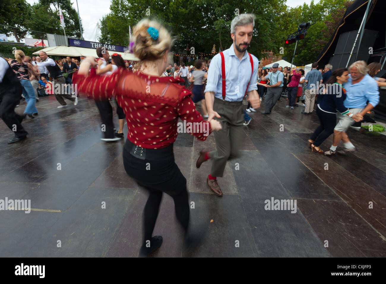 Londoners enjoying dancing during Thames Festival Stock Photo