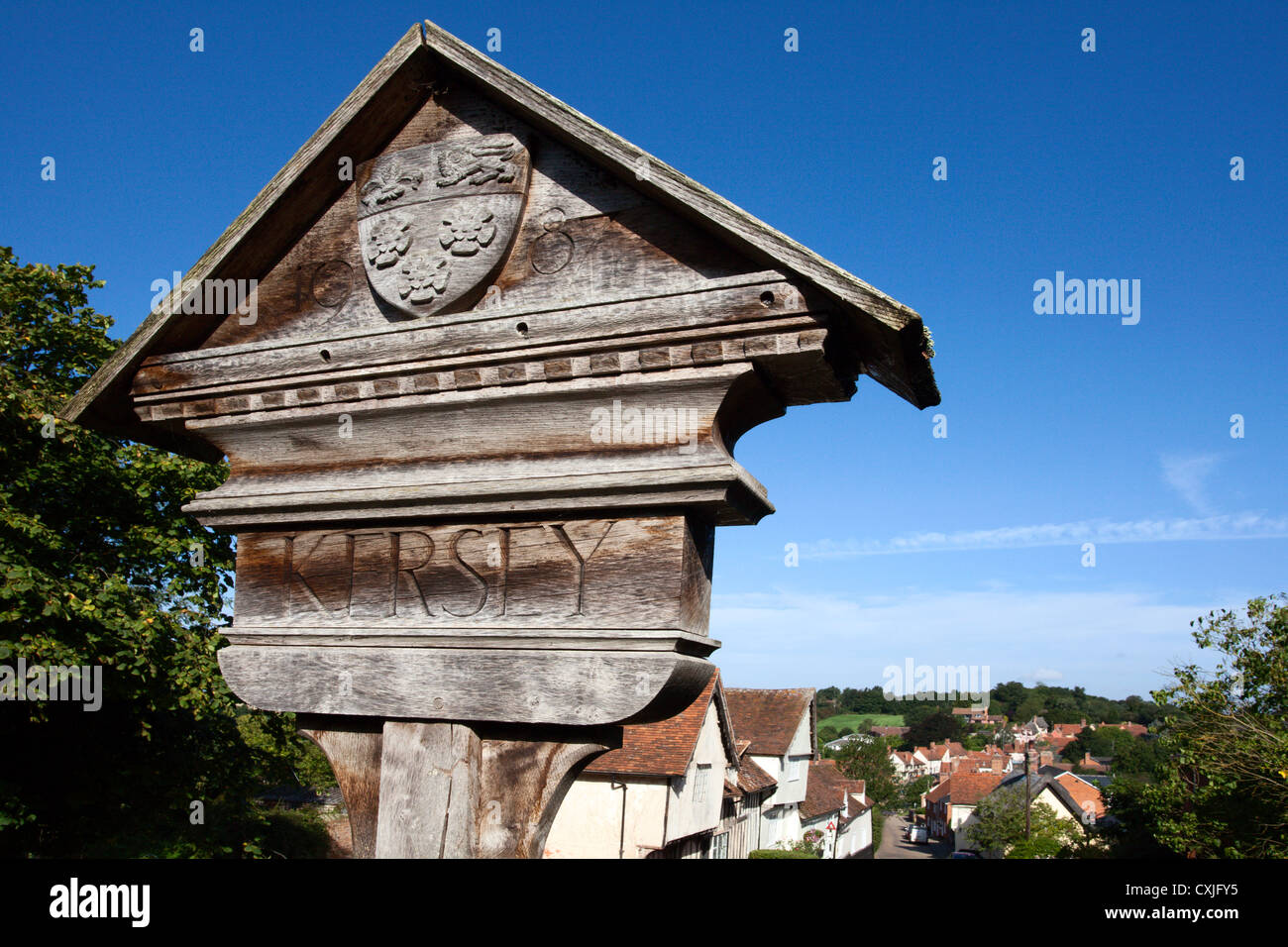 Kersey Village Sign Suffolk England Stock Photo Alamy