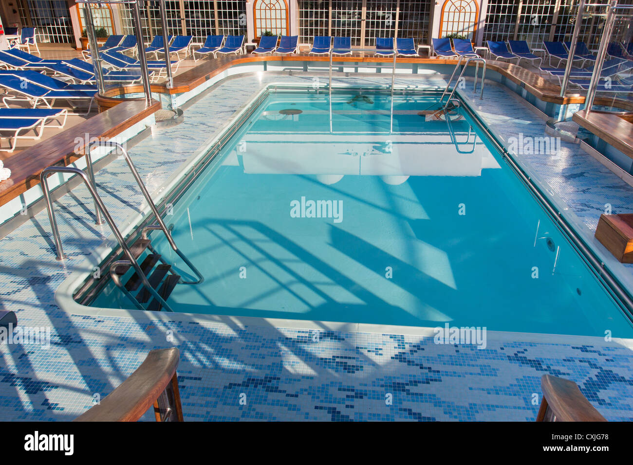 empty Swimming Pool. Cunard Liner Queen Victoria. Stock Photo