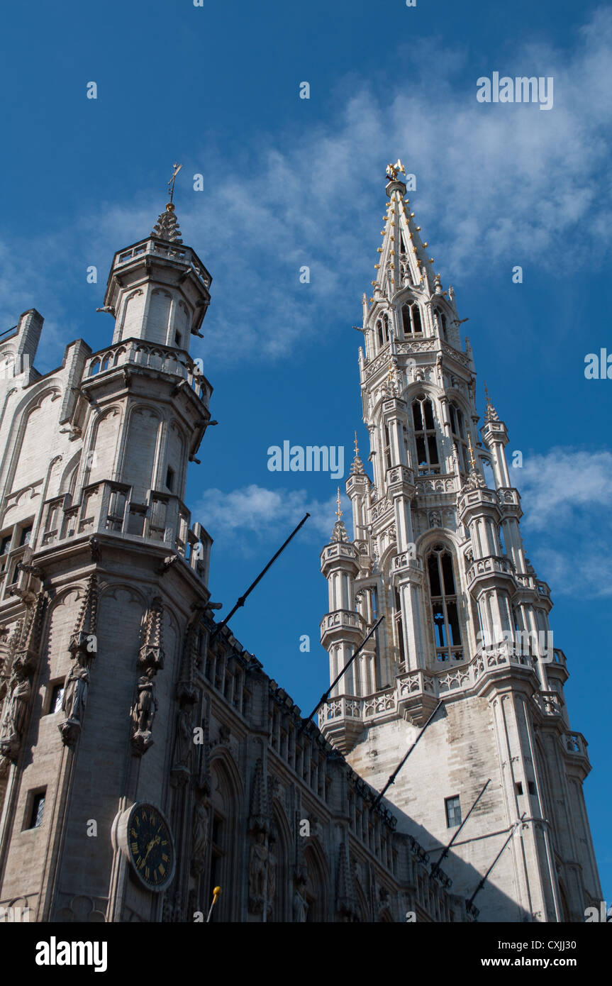 The belfry of Brussels Town hall. Stock Photo