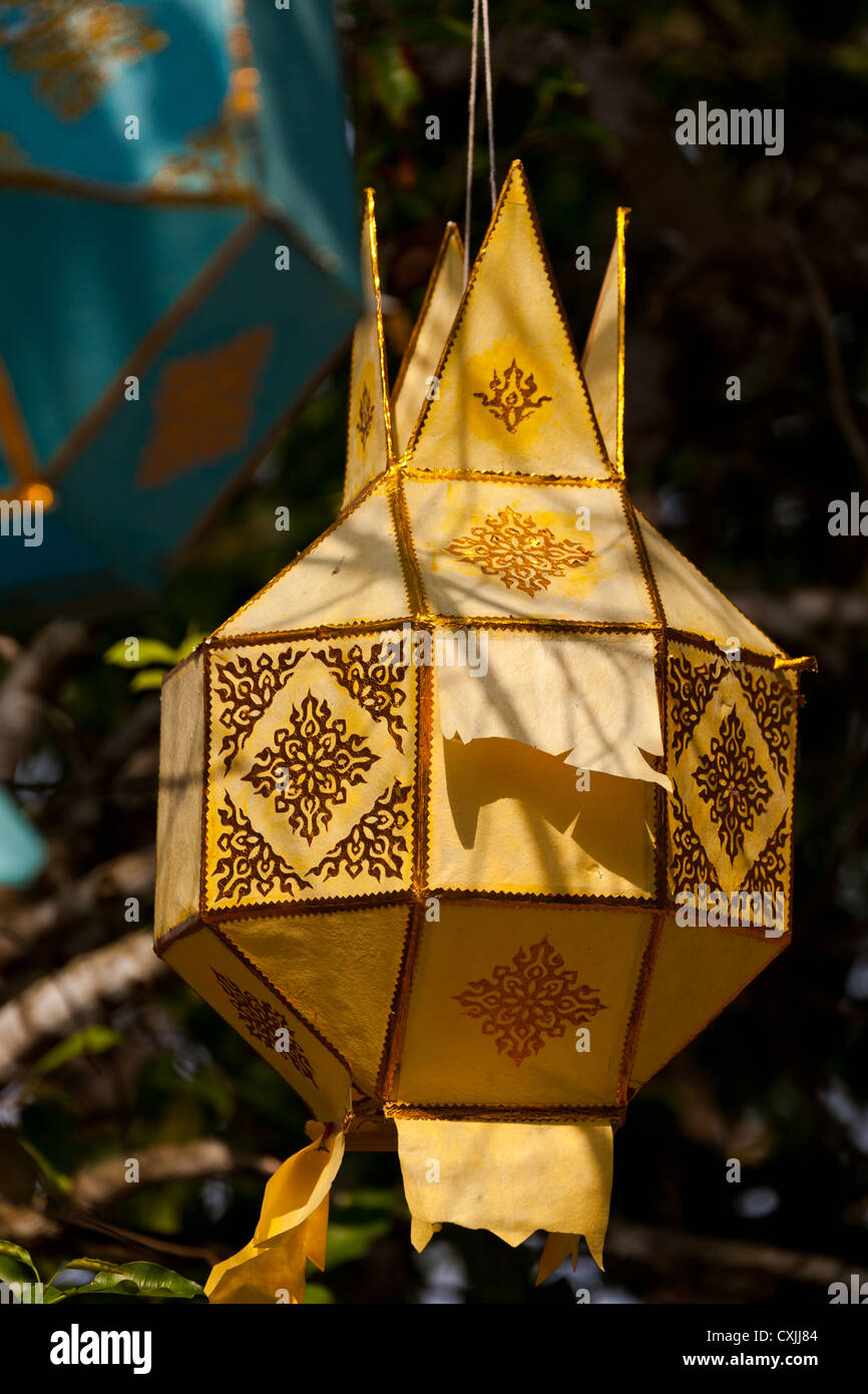 Traditional Lampions in the Temple Wat Phra That Doi Suthep near Chiang Mai in Thailand Stock Photo