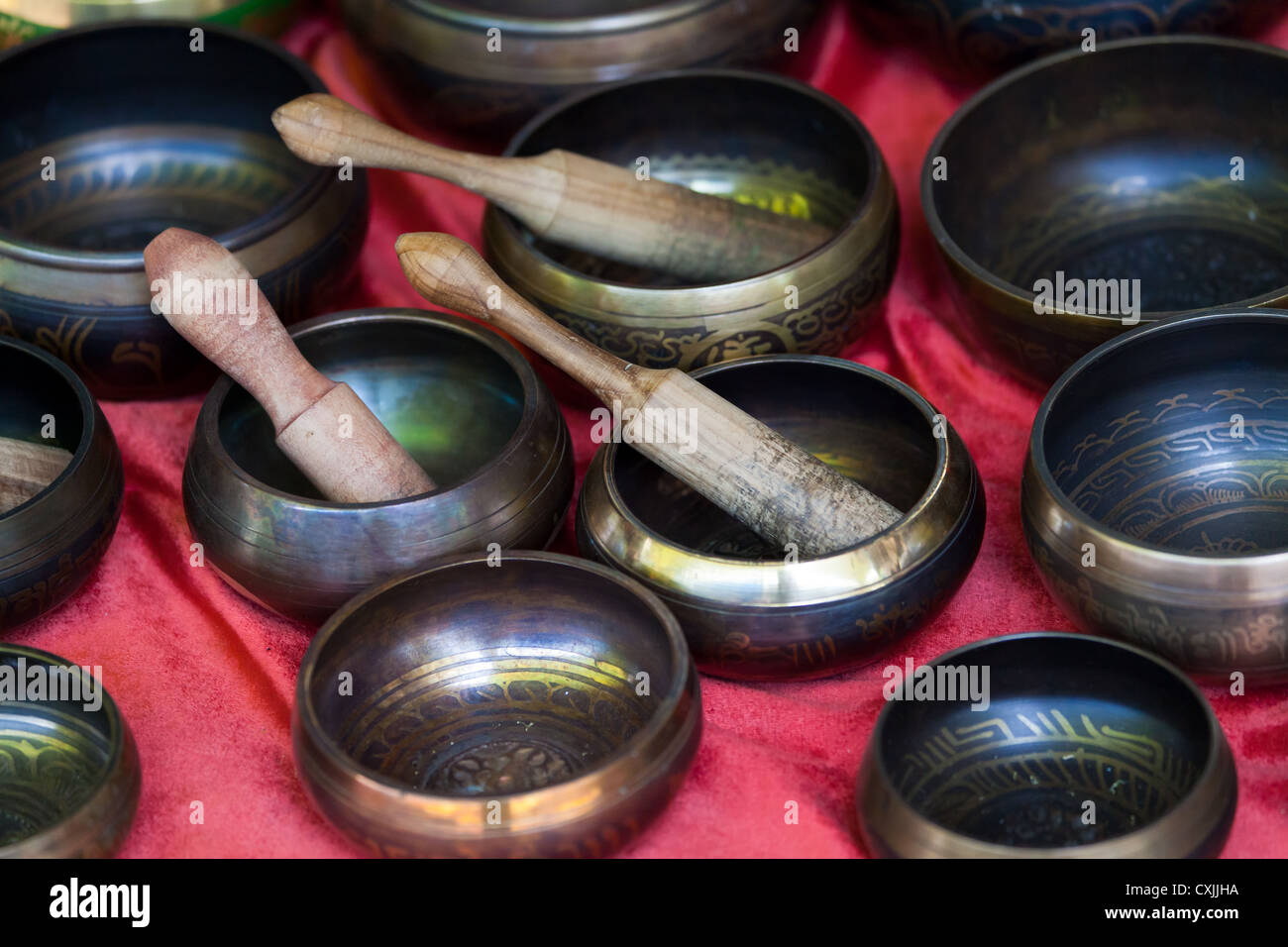 Traditional Mortar and Pestle on a Market in the Hmong Village Meo Doi Pui in Thailand Stock