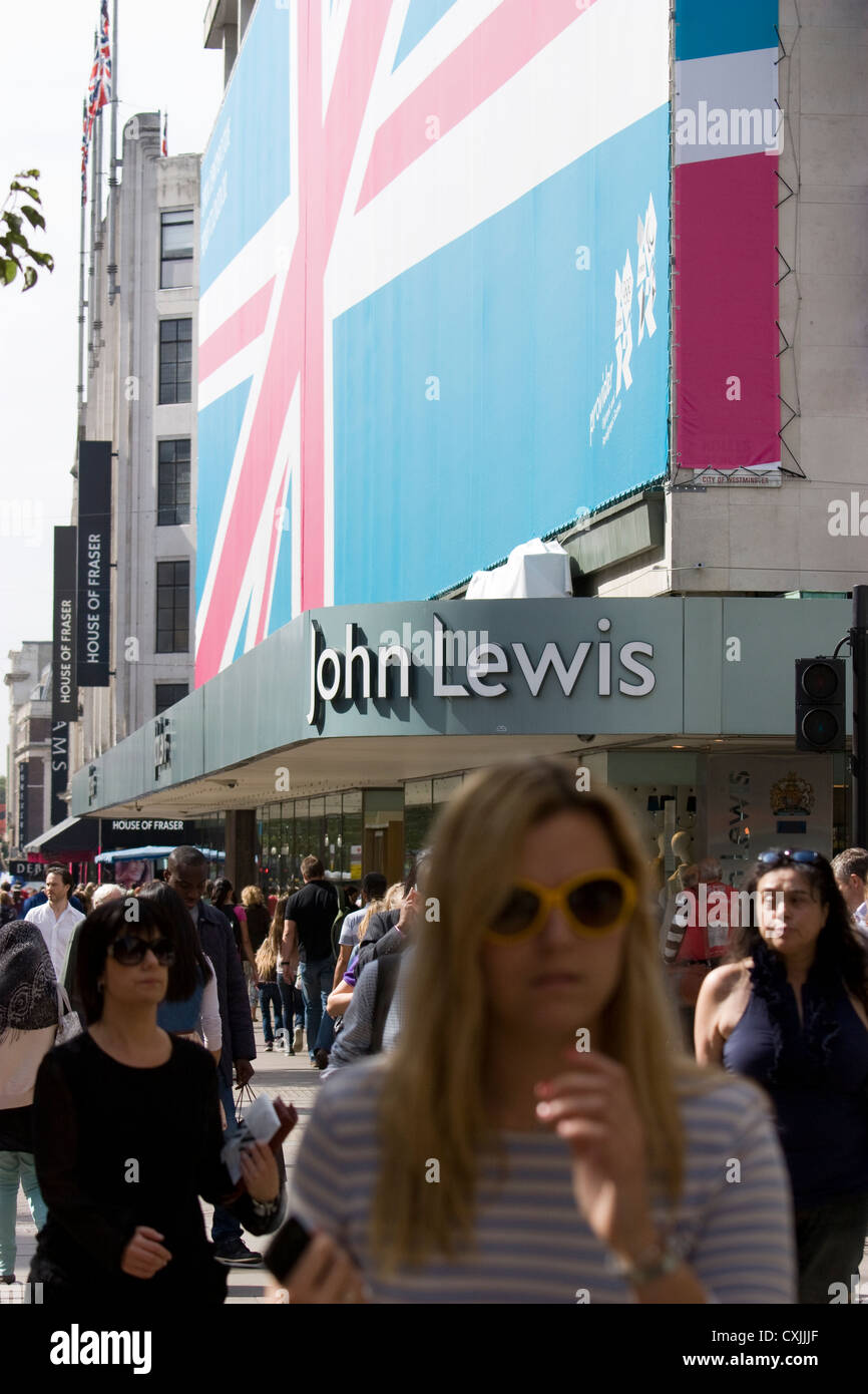 John Lewis Oxford Street, with london olympic inspired shop front Stock Photo