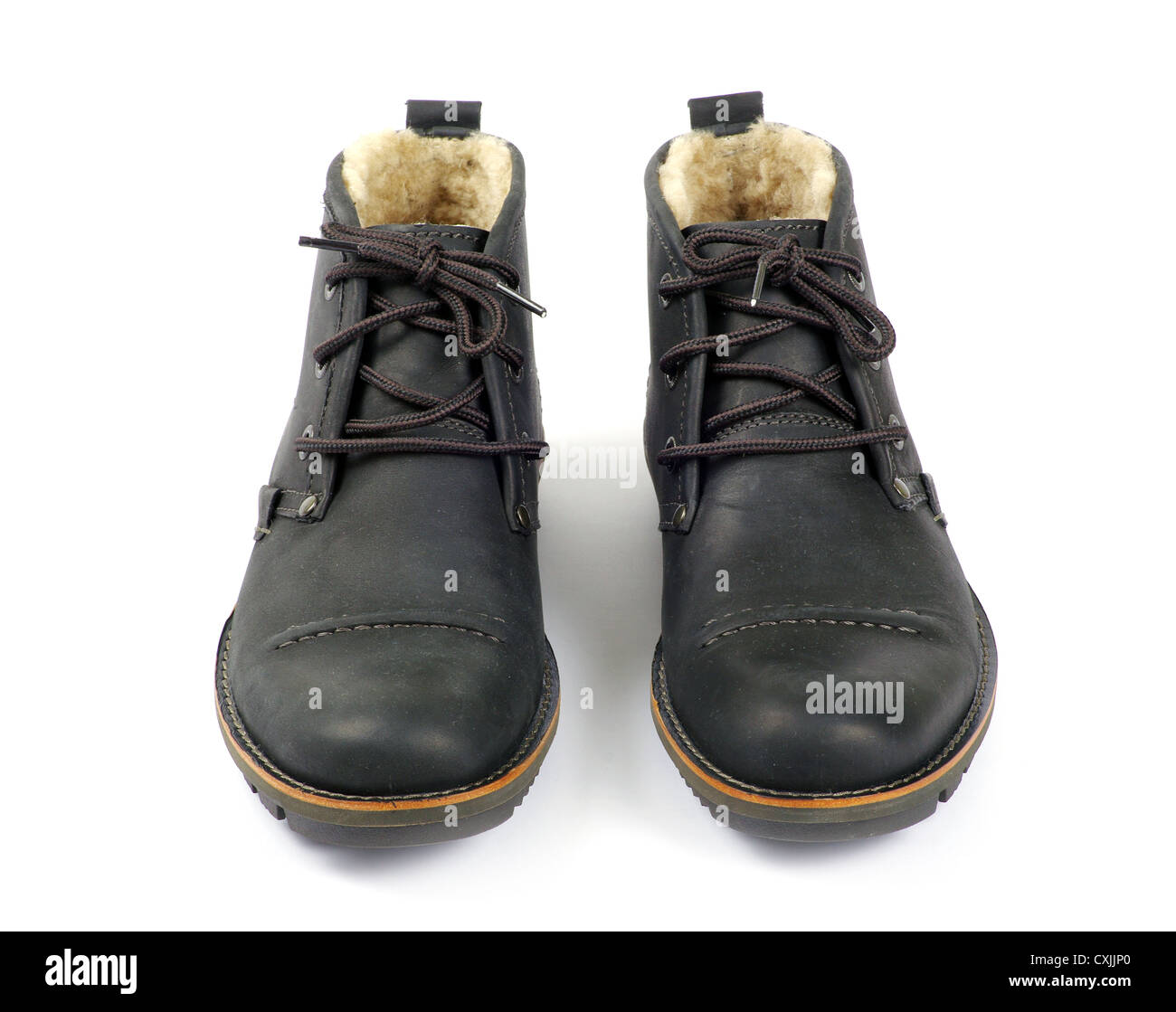 man's black shoes isolated on white background Stock Photo - Alamy