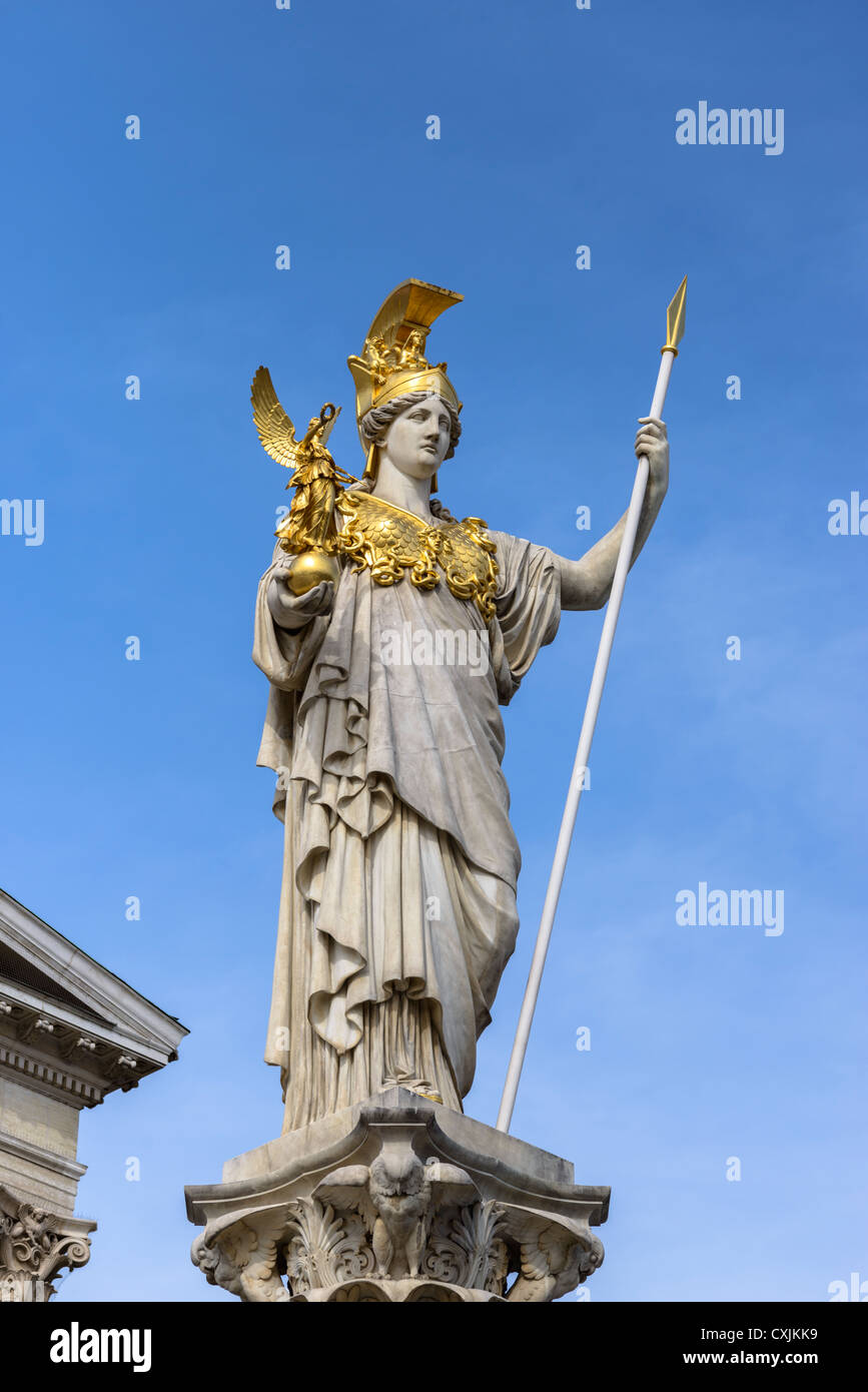 Statue of Athena in front of the Austrian Parliament building, Vienna, Austria Stock Photo
