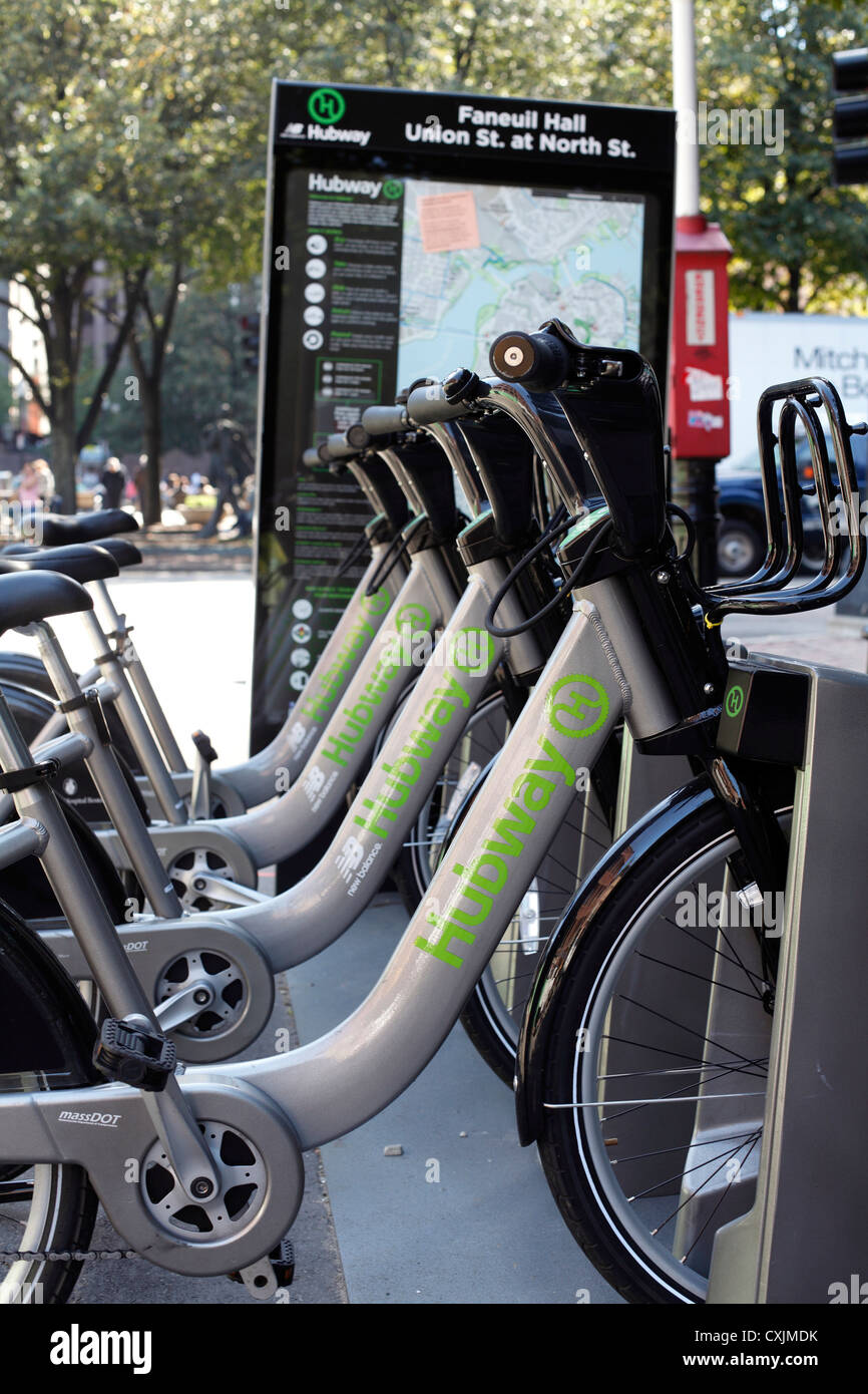 Racks Of Bicycles Of The Hubway A Bike Sharing System In Boston Stock