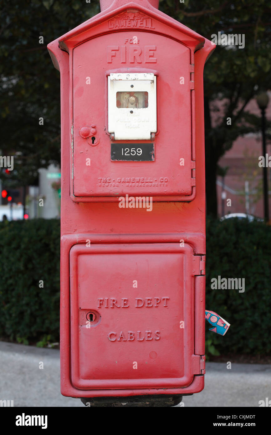 A Fire Alarm Call Box On The Street In Boston Massachusetts Sept 2012 Stock Photo