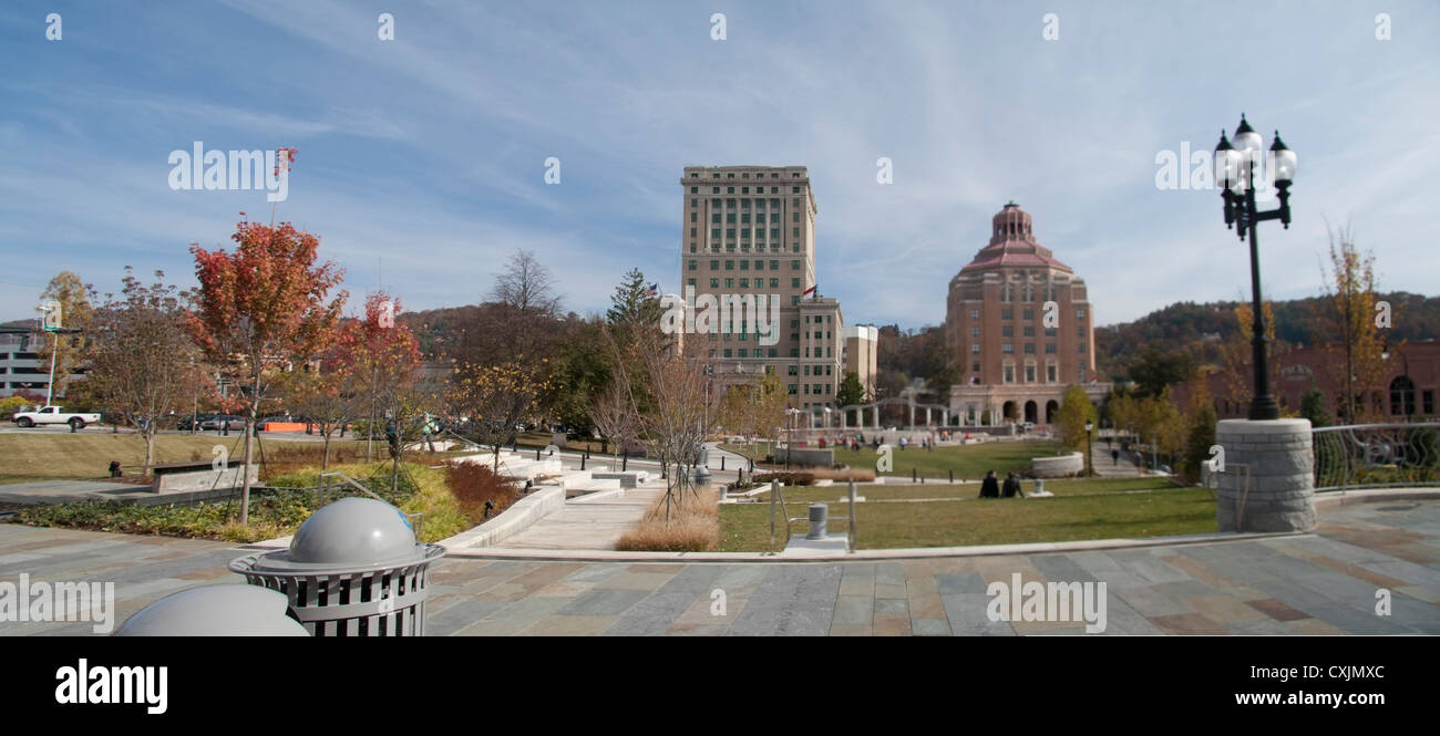 downtown Asheville North Carolina Pack Square park with open space and fall  landscape Stock Photo - Alamy
