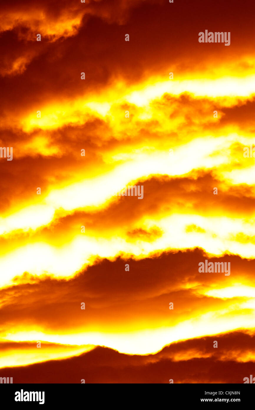 sky in flames storm Stock Photo