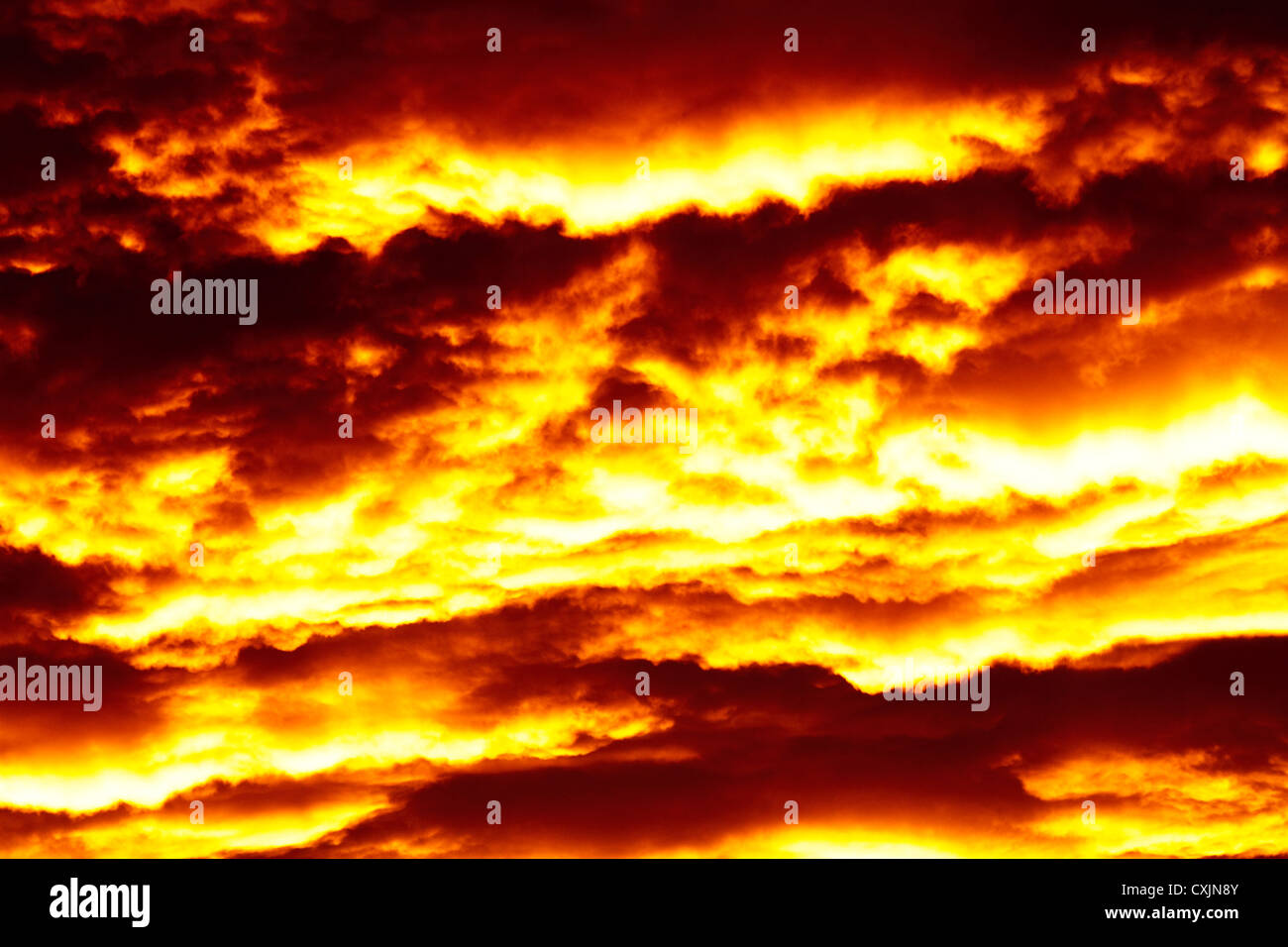 sky in flames storm Stock Photo