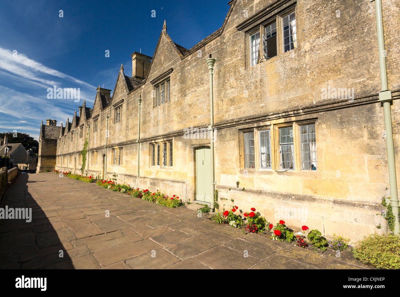 Cotswold stone almshouses in Chipping Campden in Cotswolds England Stock Photo