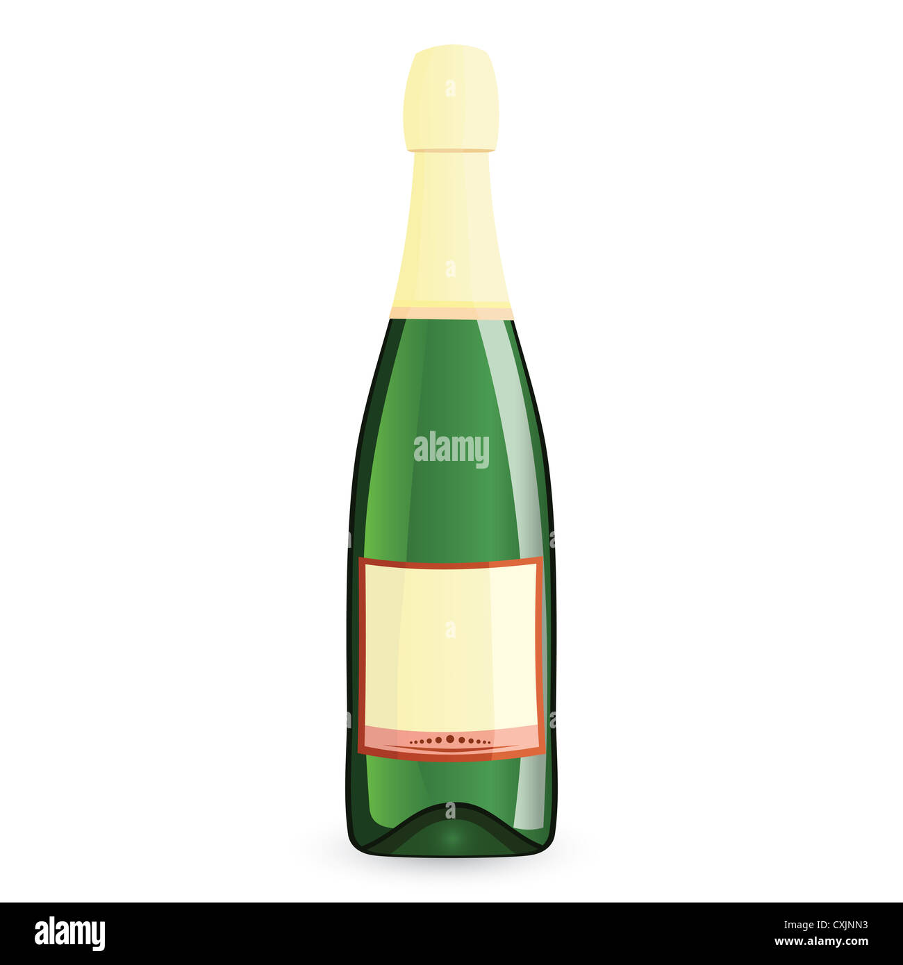 Raster illustration of green bottle on isolated white background Stock ...