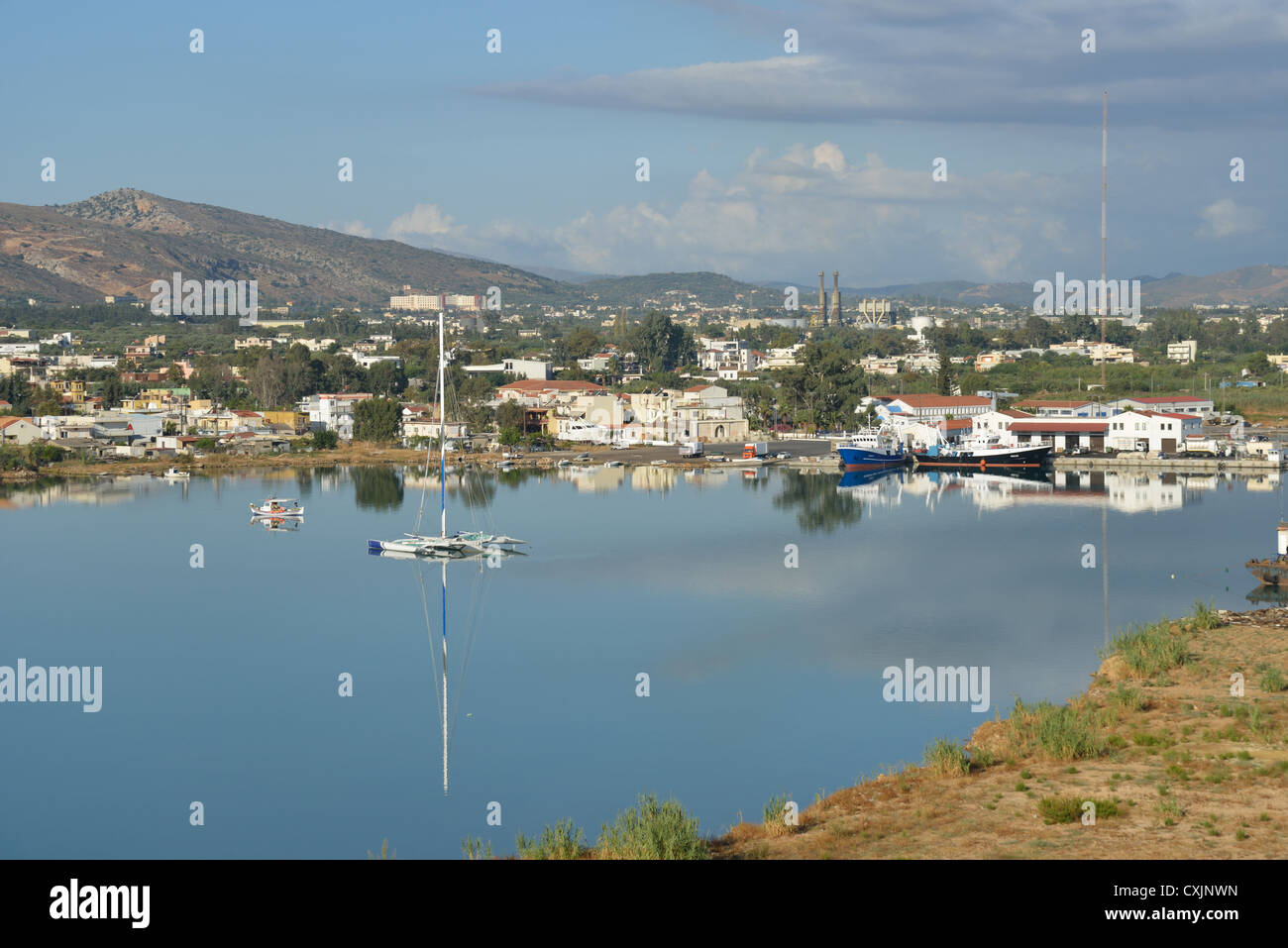 Harbour of Souda, Souda, Chania Prefecture, Crete, Greece Stock Photo